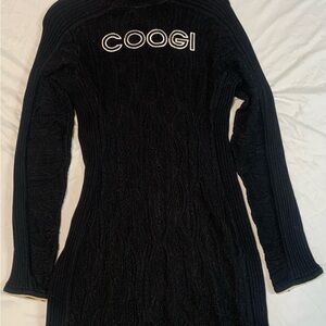 COOGI Elegant Black Knit Long Sleeve Dress